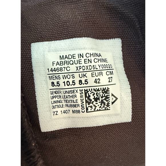 Converse All Star M 8.5 / W 10.5 Double Zip Dark Brown Suede Hi Top Sneaker - Picture 7 of 9